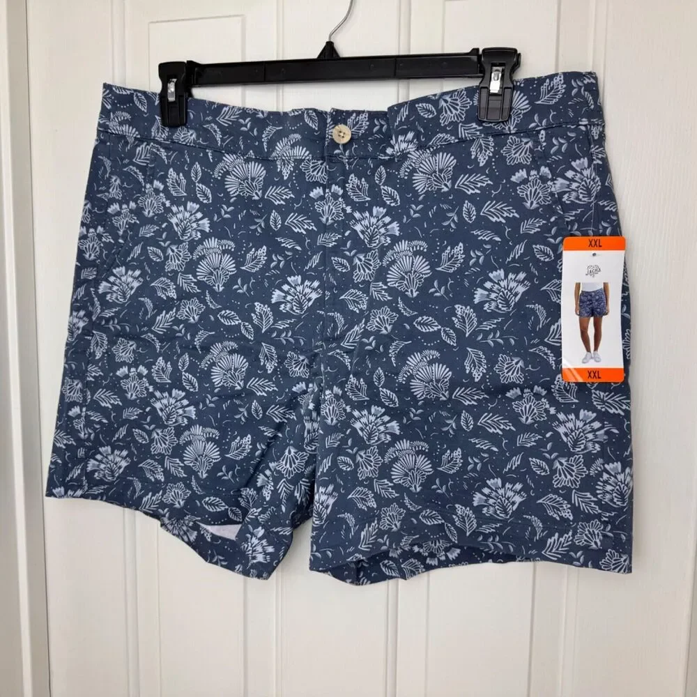 Jachs Girlfriend Women Sz XXL Shorts Blue Floral Chino Printed Midrise - Picture 1 of 5